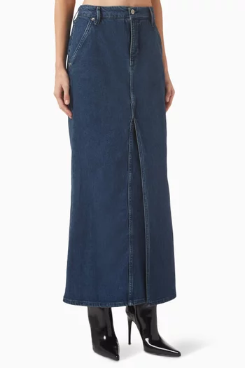 Fit & Flare Maxi Skirt in Demim