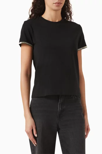 Bead-embellished T-shirt in Cotton Blend