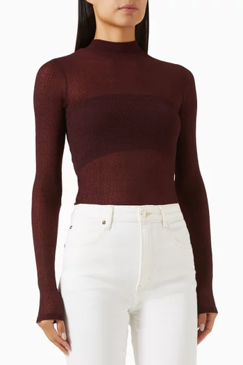 Turtleneck Sweater in Mesh-lace