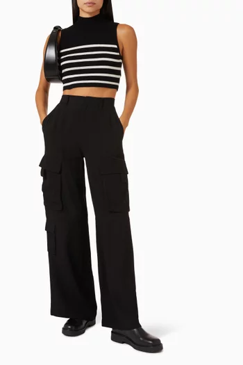 High-waist Utility Cargo Pants in Viscose