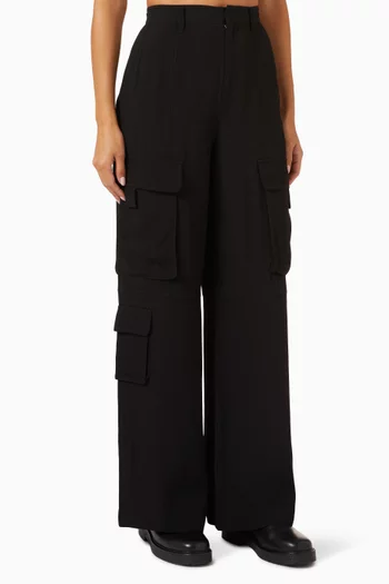 High-waist Utility Cargo Pants in Viscose