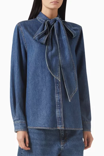 The Secretary Blouse in Denim