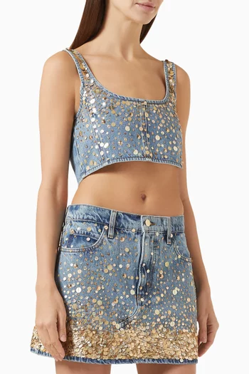The Champagne Crop Top in Denim