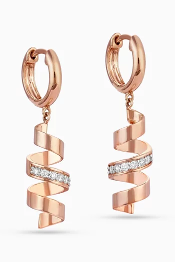 أقراط كوتيونز بتصميم حلزوني مرصع بالماس ذهب وردي عيار 18