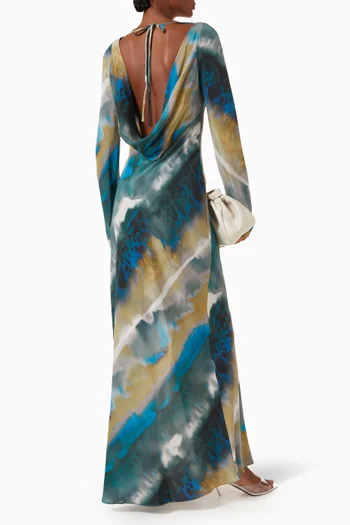 Open-back Slit Maxi Dress in Silk Crepe