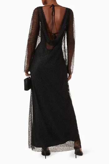 Mona Bead-embellished Maxi Dress in Mesh