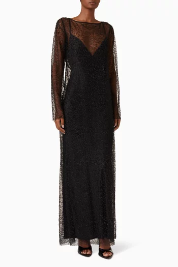 Mona Bead-embellished Maxi Dress in Mesh