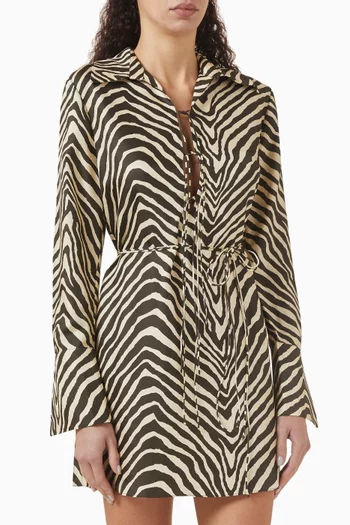 Sana Shirt Mini Dress in Silk