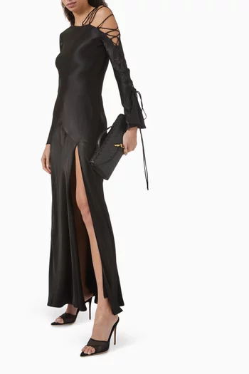 Nora Lace-up Maxi Dress in Satin