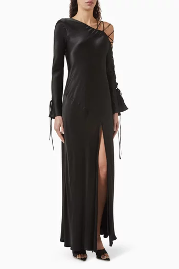 Nora Lace-up Maxi Dress in Satin
