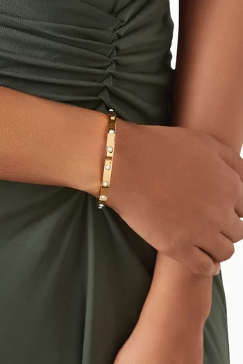 Set In Stone Hinged Bangle in Gold-plated Metal