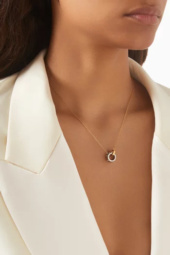 قلادة ست ان ستون بحلي متداخلة معدن مطلي بلون ذهبي