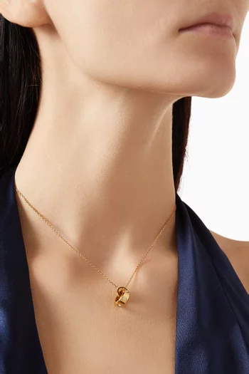 قلادة ست إن ستون بحلقة متداخلة معدن مطلي بالذهب