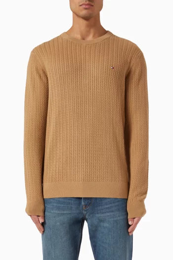 Crewneck Sweater in Herringbone Knit