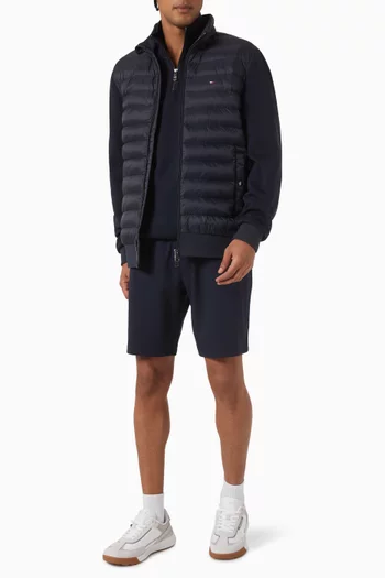 Stand-up Collar Quilted Sweatshirt in Cotton-blend