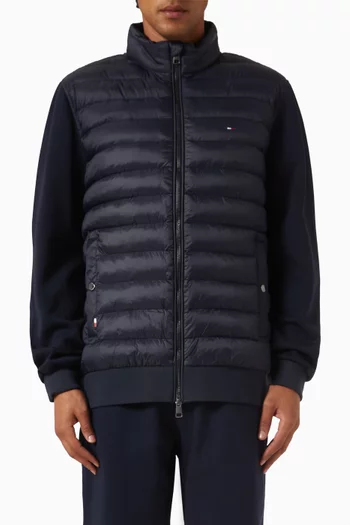 Stand-up Collar Quilted Sweatshirt in Cotton-blend
