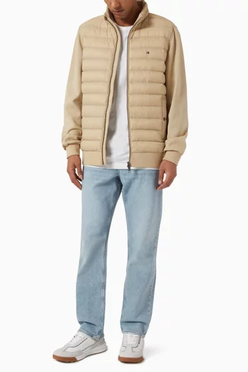Stand-up Collar Quilted Sweatshirt in Cotton-blend