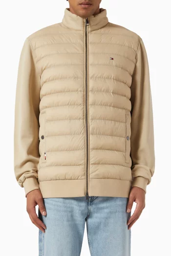Stand-up Collar Quilted Sweatshirt in Cotton-blend