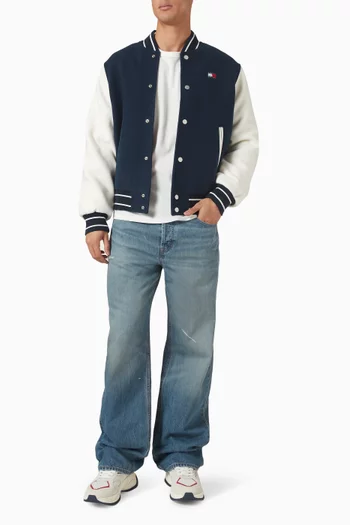Varsity Bomber Jacket in Wool Blend