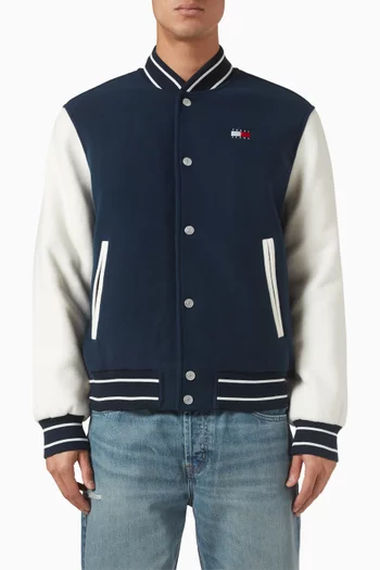 Varsity Bomber Jacket in Wool Blend