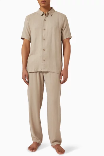 Short Sleeve Shirt in Linen-blend
