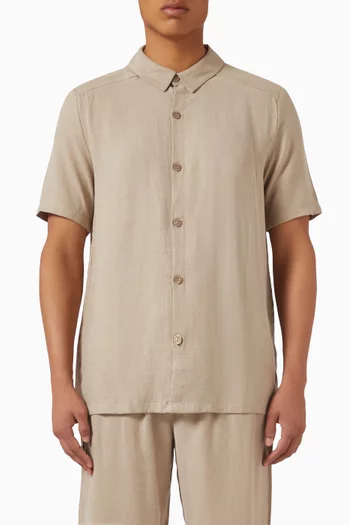 Short Sleeve Shirt in Linen-blend