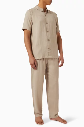 Elasticated Pants in Linen-blend