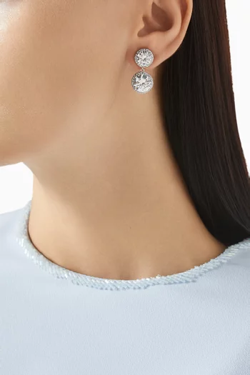 Halo Crystal Drop Earrings in Sterling Silver