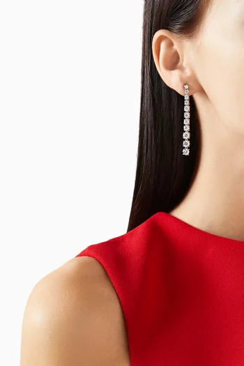 Tennis Drop Crystal Earrings in Sterling Silver