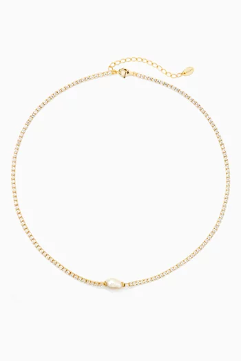 Cleo Tennis Necklace in 14kt Gold Vermeil