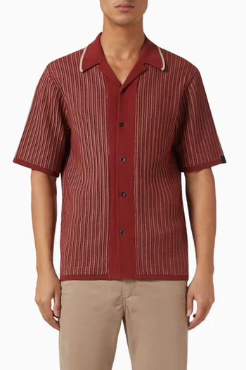 Harvey Camp Shirt in Cotton-blend Knit