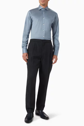 Knitted Shirt in Filo di Scotia Jacquard