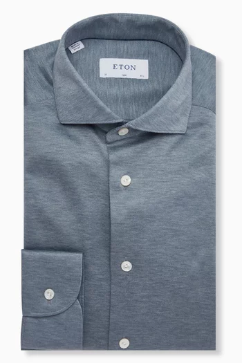 Knitted Shirt in Filo di Scotia Jacquard
