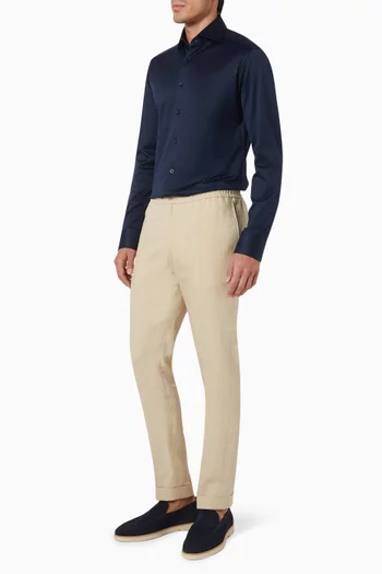Knitted Shirt in Filo di Scotia Jacquard