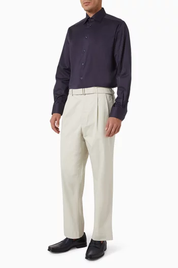 Floral Trimmed Shirt in Signature Twill