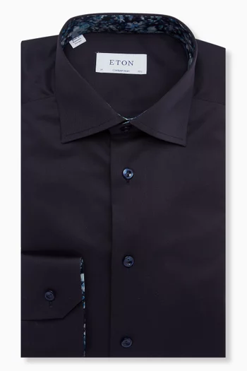 Floral Trimmed Shirt in Signature Twill