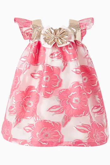 Rosette Bow Dress & Bloomers in Organza