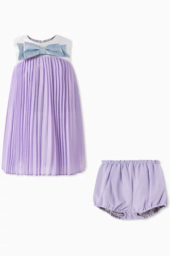 Pleated Trapeze Dress & Bloomers in Chiffon
