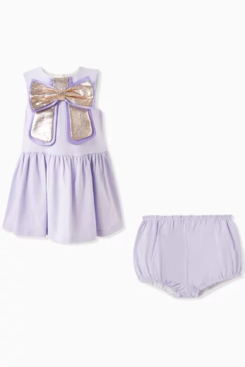 Gilded Bow Dress & Bloomers in Cotton-blend