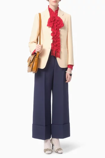 Ruffle Bow Shirt in Crepe de Chine