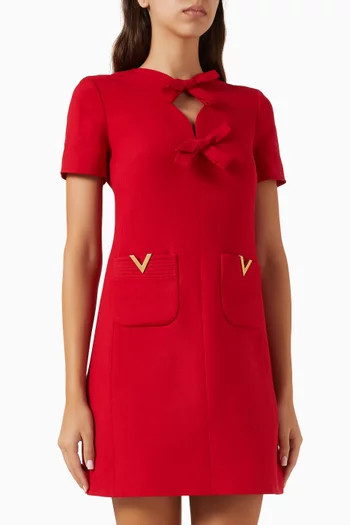 Logo Mini Dress in Crepe Couture