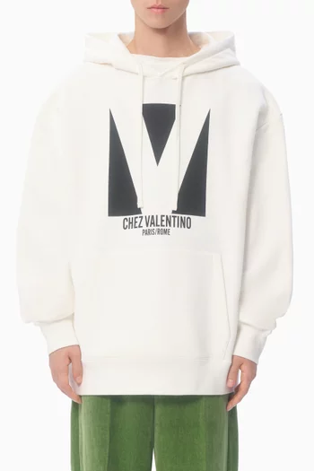 كنزة بغطاء رأس وطبعة Chez Valentino قطن