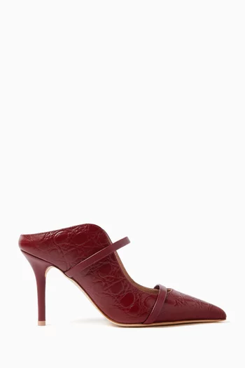 Maureen 85 Mules in Croc-embossed Leather
