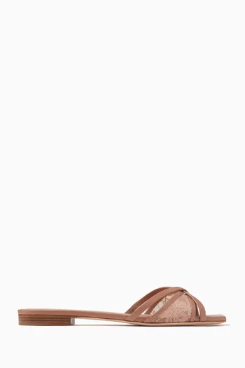 Penn 10 Slides in Lace Mesh & Nappa Leather