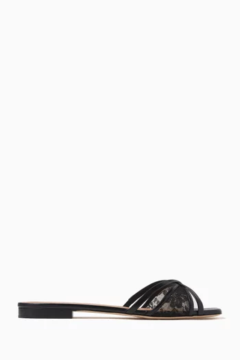 Penn 10 Slides in Lace Mesh & Nappa Leather
