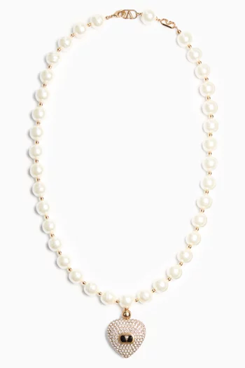 Coeur Royal Pearl & Swarovski® Crystal Necklace in Gold-tone Metal