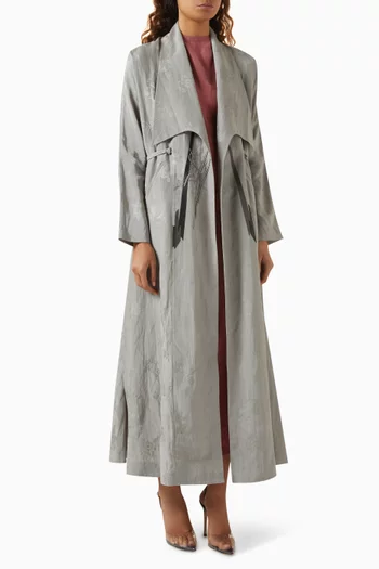 Embroidered Abaya in Silk Jacquard
