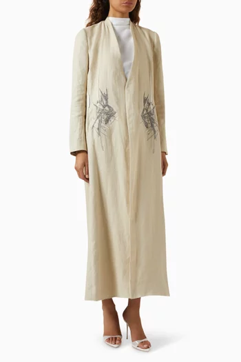 Embroidered Abaya in Linen