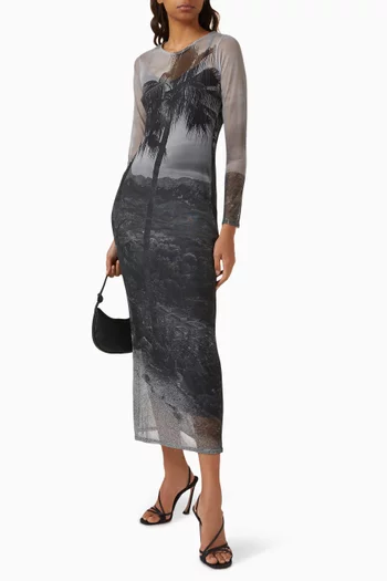Mallorca Scene Midi Dress in Mesh