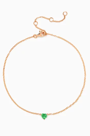 Baby Heart Emerald Anklet in 18kt Rose Gold
